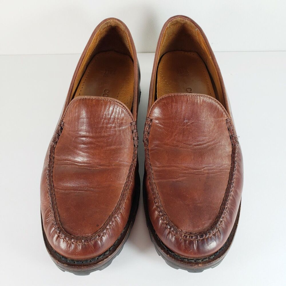 Cole Haan Brown Leather Loafers Mens Size 9B Slip On Rounded Toe Memory Comfort